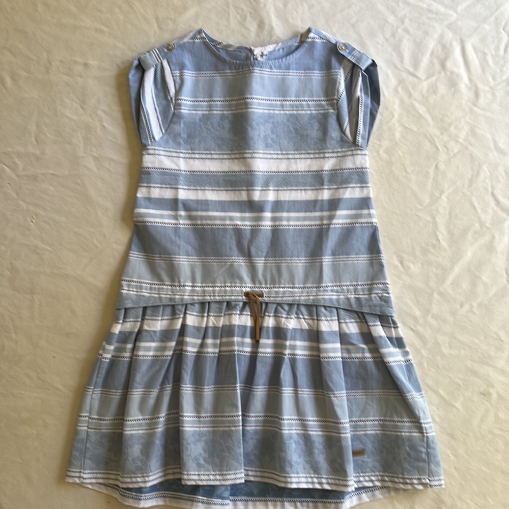 New Mayoral Girls Blue and White Striped Dress